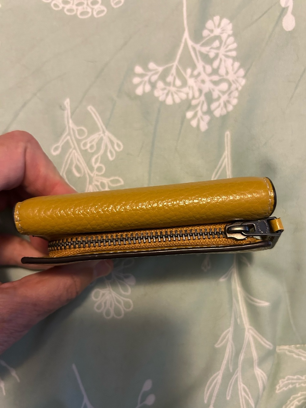 Coach Pebbled Leather Card Holder in Mustard - Picture 3 of 4